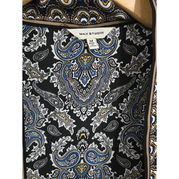 Max Studio Women’s Black Paisley Open Front Cardigan Kimono – Size M - Picture 6 of 8